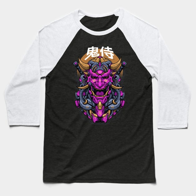 oni mecha samurai Baseball T-Shirt by sober artwerk